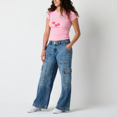 Arizona Juniors Airy Drape Womens Low Rise Baggy Fit Jean