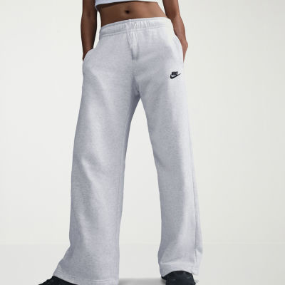 Nike Club Womens Wide Leg Mid Rise Fleece Sweatpant