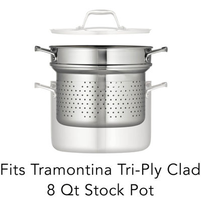 18/10 Stainless Steel 9½" Pasta Insert for Tramontina Gourmet 8-qt. Tri-Ply Clad Stock Pot