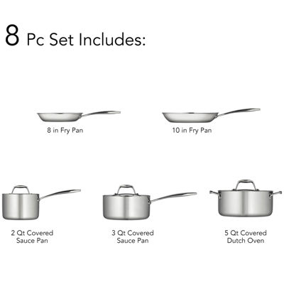 Tramontina Gourmet Tri-Ply Clad 18/10 Stainless Steel -pc. Induction-Ready Cookware Set