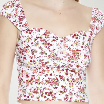 Forever 21 Woven Printed Womens Sweetheart Neck Sleeveless Crop Top Juniors