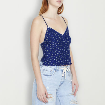 Forever 21 Lace Trimmed Printed Tank Womens Sleeveless Crop Top Juniors