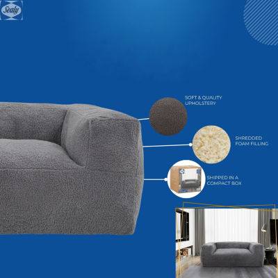 Sealy® Redd Sherpa Memory Foam Bean Bag Sofa-Style Chair