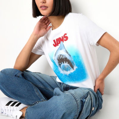 Juniors Jaws The Movie Baby Tee Womens Crew Neck Short Sleeve Graphic T-Shirt