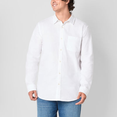 mutual weave Big and Tall Mens Regular Fit Long Sleeve Button-Down Oxford Shirt