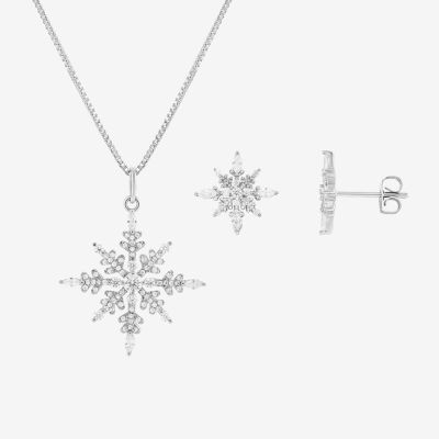 Sparkle Allure 2-pc. Cubic Zirconia Pure Silver Over Brass Snowflake Jewelry Set