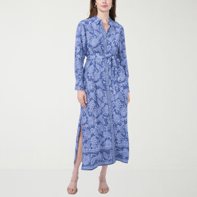 MSK Womens Long Sleeve Floral Maxi Dress