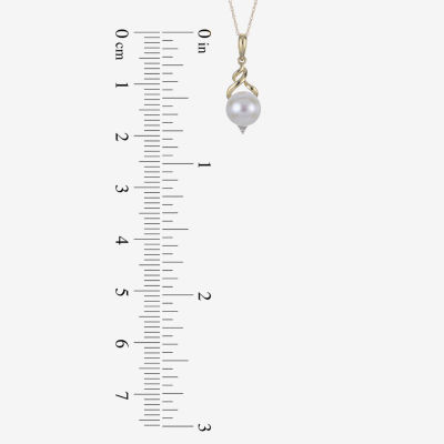 Womens Diamond Accent White Cultured Freshwater Pearl 10K Gold Pendant Necklace