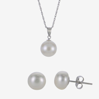 Cultured Freshwater Pearl Sterling Silver Stud Earring & Pendant 2-pc Set