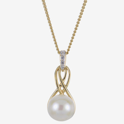 Womens White Cultured Freshwater Pearl 14K Gold Over Silver Pendant Necklace