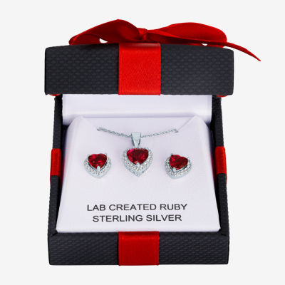Gemstone Sterling Silver Heart 2-pc. Jewelry Set