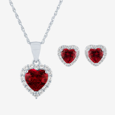 Gemstone Sterling Silver Heart 2-pc. Jewelry Set