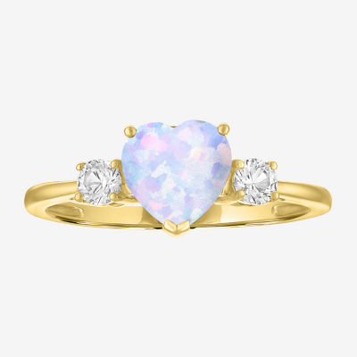 Gemstone 10K Gold Heart Cocktail Ring