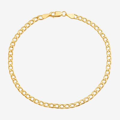 Made in Italy Unisex Adult 10K Gold 7.5 Inch Hollow Curb Chain Bracelet