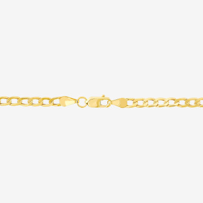 Made in Italy Unisex Adult 10K Gold 7.5 Inch Hollow Curb Chain Bracelet