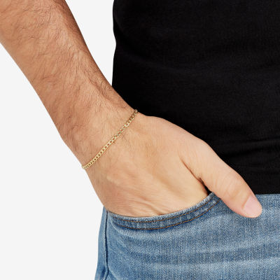 Made in Italy Unisex Adult 10K Gold 7.5 Inch Hollow Curb Chain Bracelet