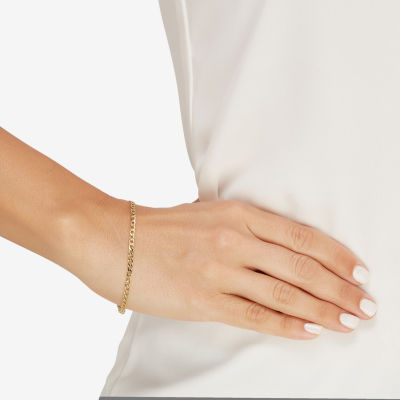 Made in Italy Unisex Adult 10K Gold 7.5 Inch Hollow Curb Chain Bracelet