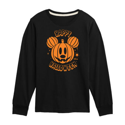 Disney Collection Little & Big Boys Crew Neck Long Sleeve Mickey Mouse Graphic T-Shirt
