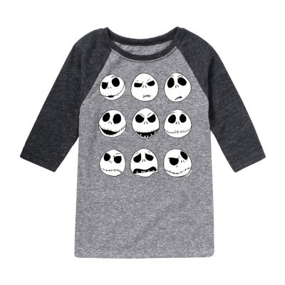 Disney Collection Little & Big Girls Crew Neck 3/4 Sleeve Nightmare Before Christmas Graphic T-Shirt