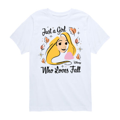 Disney Collection Little & Big Girls Crew Neck Short Sleeve Rapunzel Graphic T-Shirt