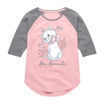 Disney Collection Little & Big Girls Crew Neck 3/4 Sleeve Marie The Aristocats Graphic T-Shirt