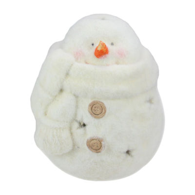 10.75'' White Tealight Snowman With Star Cut-Outs Christmas Candle Holder