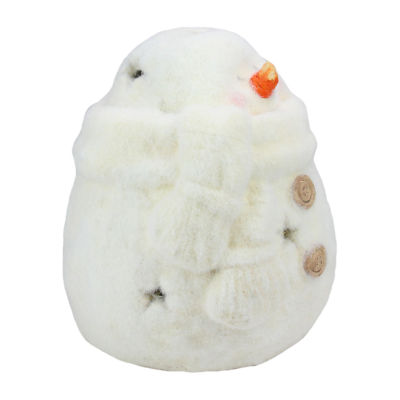 10.75'' White Tealight Snowman With Star Cut-Outs Christmas Candle Holder