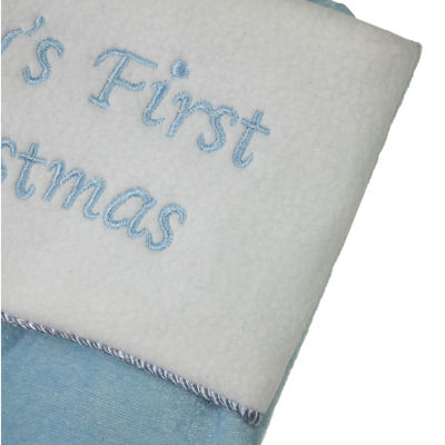 21'' Blue and White ''Baby's First Christmas'' Snowman Stocking