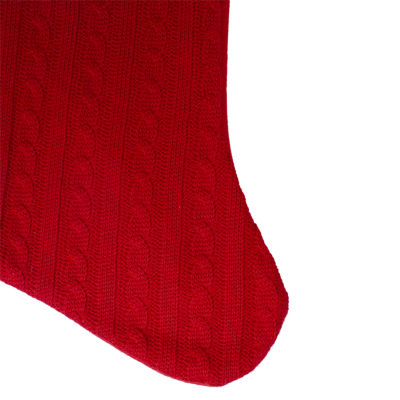 19'' Red and White Cable Knit and Faux Fur Cuff Christmas Stocking