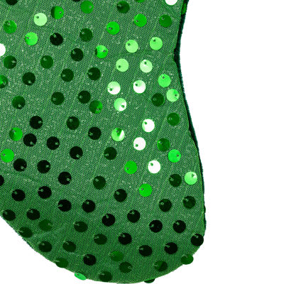 20'' Shiny Metallic Green Sequined Christmas Stocking with Velveteen Cuff