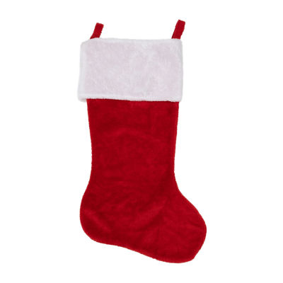 35-Inch Traditional Red with White Cuff Decorative Plush Christmas Stocking
