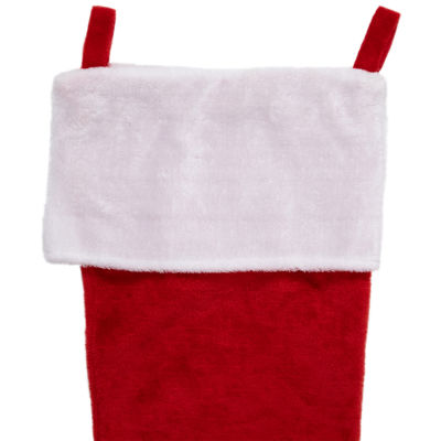 35-Inch Traditional Red with White Cuff Decorative Plush Christmas Stocking