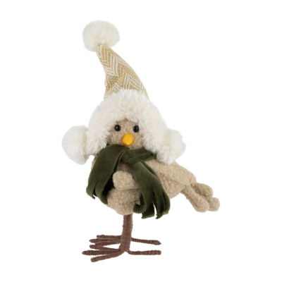 9'' Left Facing Standing Bird in Winter Apparel Christmas Figure