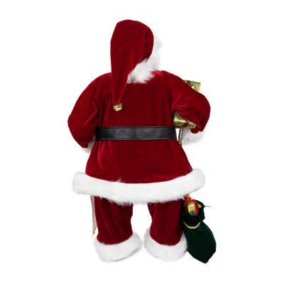 24'' Red Traditional Standing Santa Claus Christmas Figure with Name List and Gift Boxes