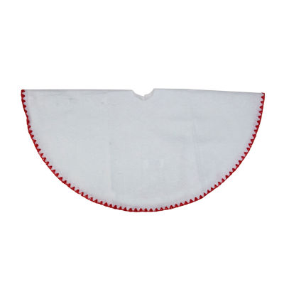 26'' White and Red Shell Stitching Mini Christmas Tree Skirt
