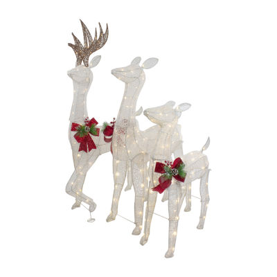 Set of 3 LED Lighted Glittered Reindeer Family Outdoor Christmas Decorations