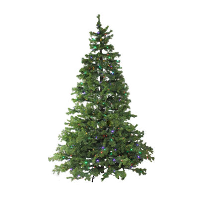 7.5' Pre-Lit Full Layered Pine Artificial Christmas Tree - Multicolor LED Lights