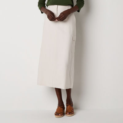 Liz Claiborne Womens Mid Rise Midi A-Line Skirt