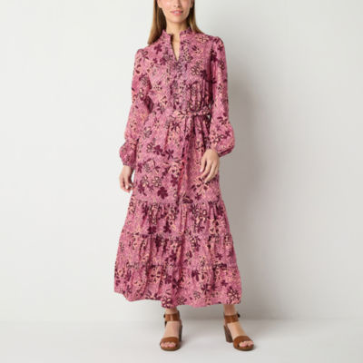 Ryegrass Plus Long Sleeve Beaded Floral Maxi Dress