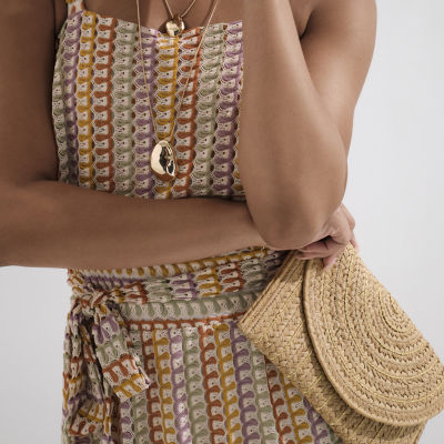 SOL and MER Straw Lurex Clutch