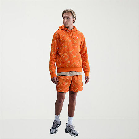 Nike Club Mens Long Sleeve Hoodie, Small, Orange