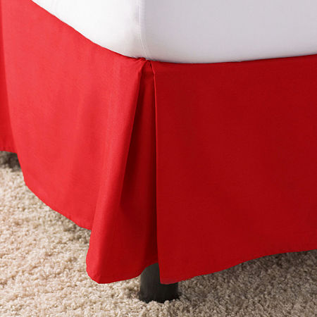 Elegant Comfort Wrinkle Fade Resistant Bed Skirt Dust Ruffle - Pleated Tailored 14inch Drop, One Size, Red