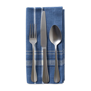 Martha Stewart Everyday Three Piece Stainless Steel Cutlery Set In Navy Blue