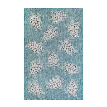 Liora Manne Sea Turtles Rectangular Rugs & Floor Coverings Indoor Outdoor Animal Accent Rugs, One Size, Blue