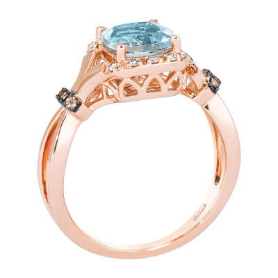 Le Vian Grand Sample Sale™ Ring featuring 1  1/5 CT. T.W. Sea Blue Aquamarine®, 1/15 Nude Diamonds™ , 1/20 Chocolate Diamonds® set 14K Strawberry Gold®