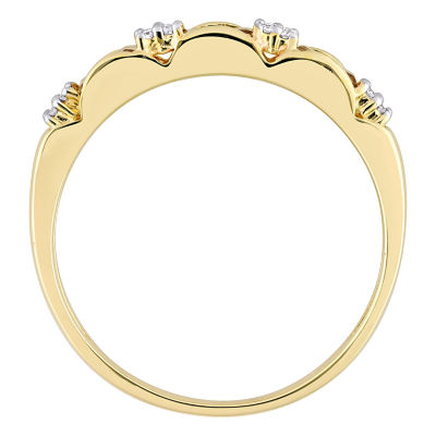 Womens Diamond Accent Genuine Yellow Citrine 10K Gold Stackable Ring