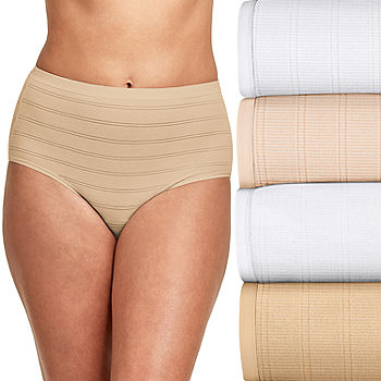 Hanes Women's Nylon Lace Brief Panty Underwear, 6-Pack White Size