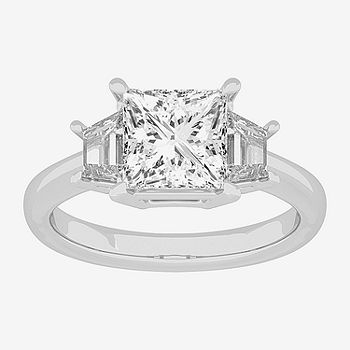 (G-H / Si1-Si2) Womens 2 3/4 CT. T.W. Lab Grown White Diamond 14K White  Gold 3-Stone Engagement Ring