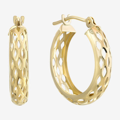 14K Yellow Gold Openwork Hoop Earrings