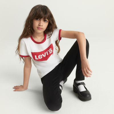 Levi's Big Girls Retro Ringer Tee Round Neck Short Sleeve Graphic T-Shirt